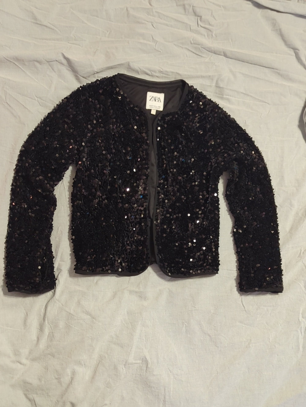 Zara Girls Black Sequin Open Jacket 11/12